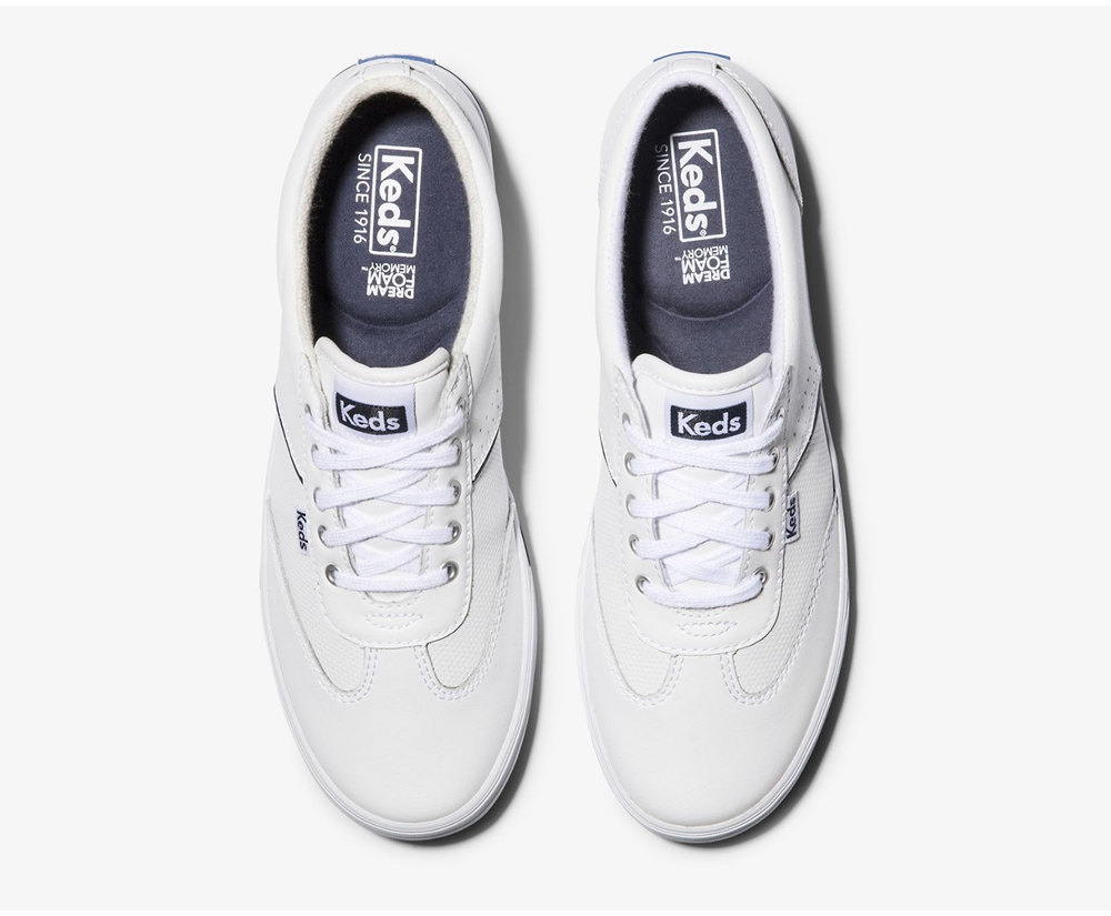 Tenis Keds Mujer Blancos - Courty Cuero - 9670-TKCQH